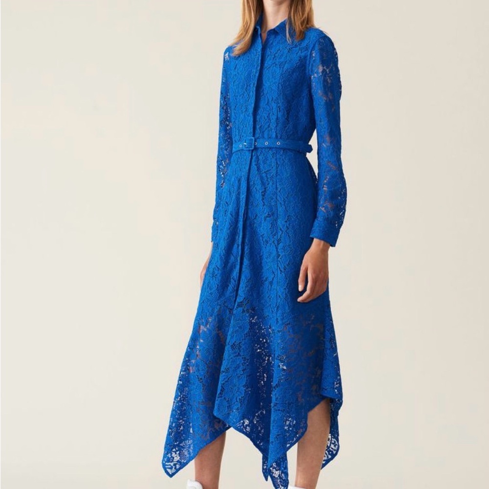 Ganni Everdale Royal Blue Asymmetrical Lace Dress